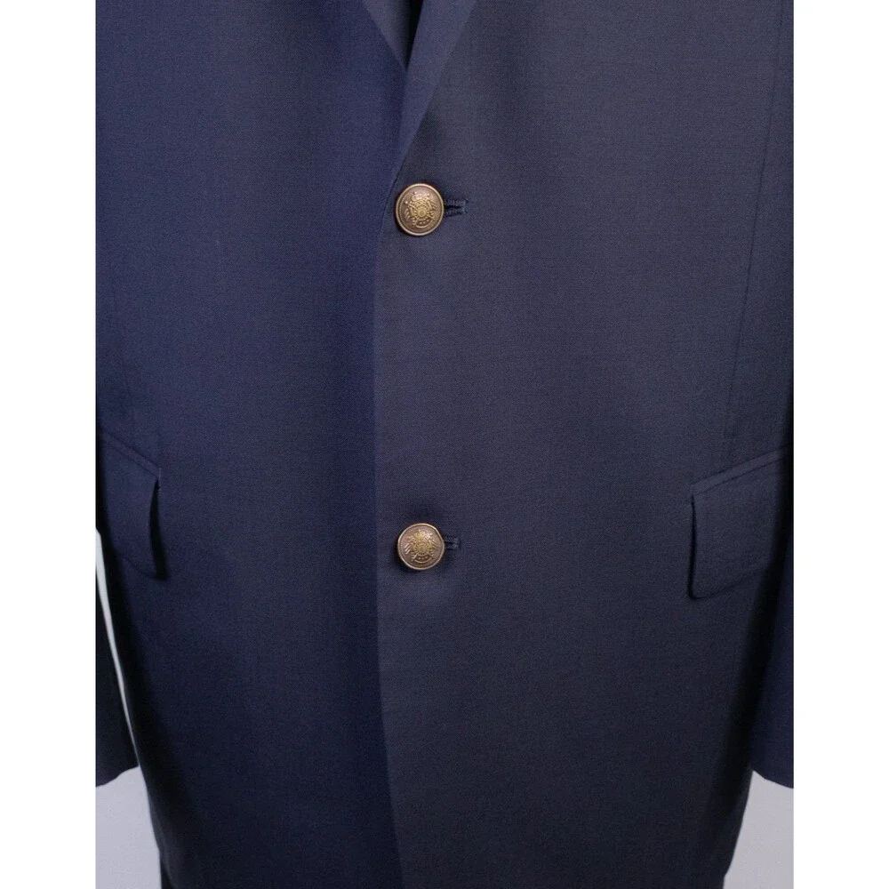 Club Room Charter Club Blazer Sz 48L Navy Gold Button Wool 2 Button Blazer Coat
